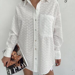Chemise Blanche à Motifs