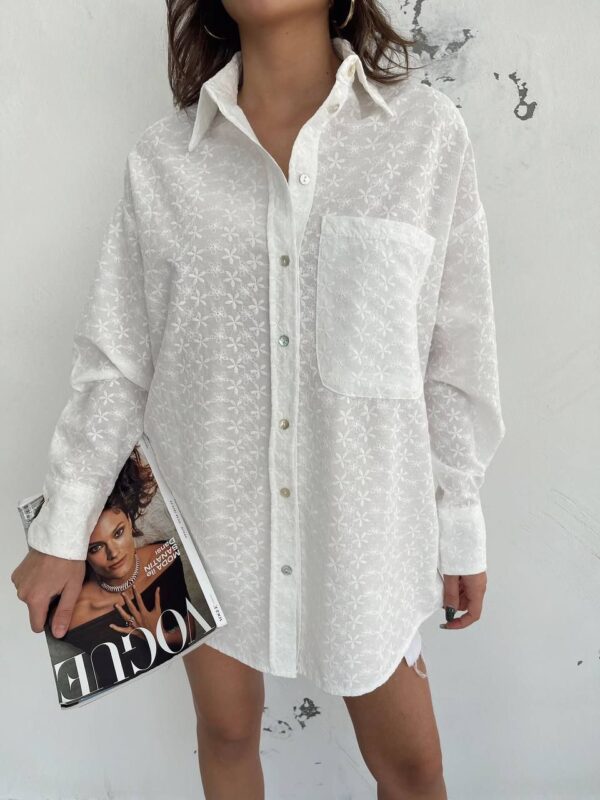 Chemise Blanche à Motifs